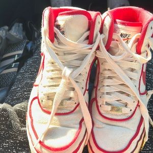 Nike air forces red and white slightly worn